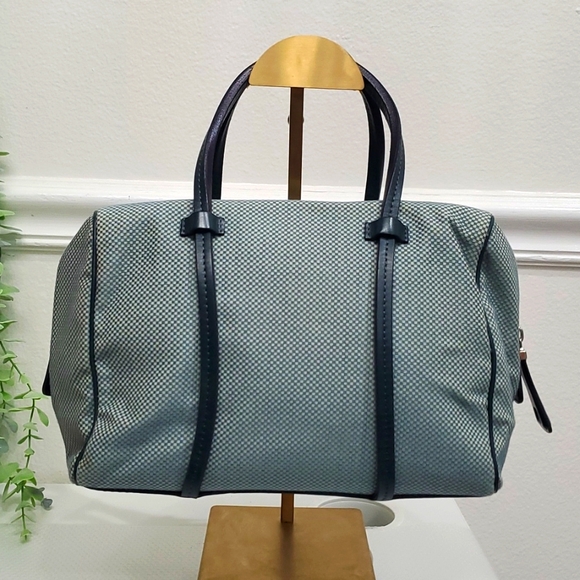 Bally small checkered bag Hand Bag Blue and White Canvas/Leather💙🤍 - Picture 3 of 17